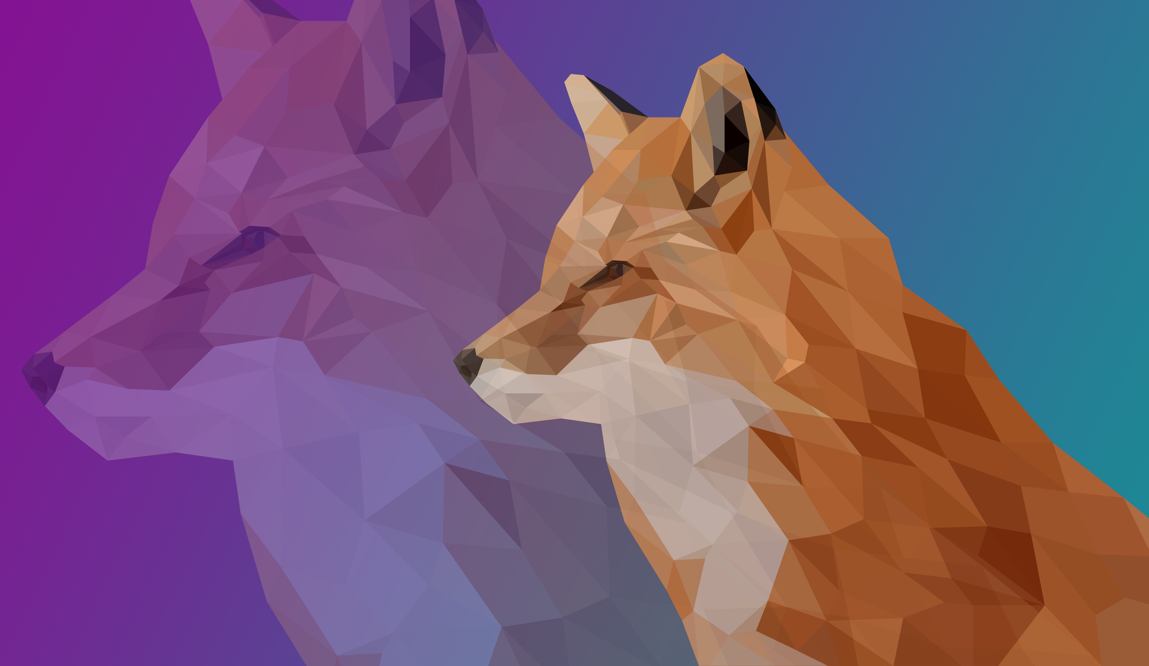 Download wallpaper Fox, turquoise, polygon, fox, low, poly, low poly ...