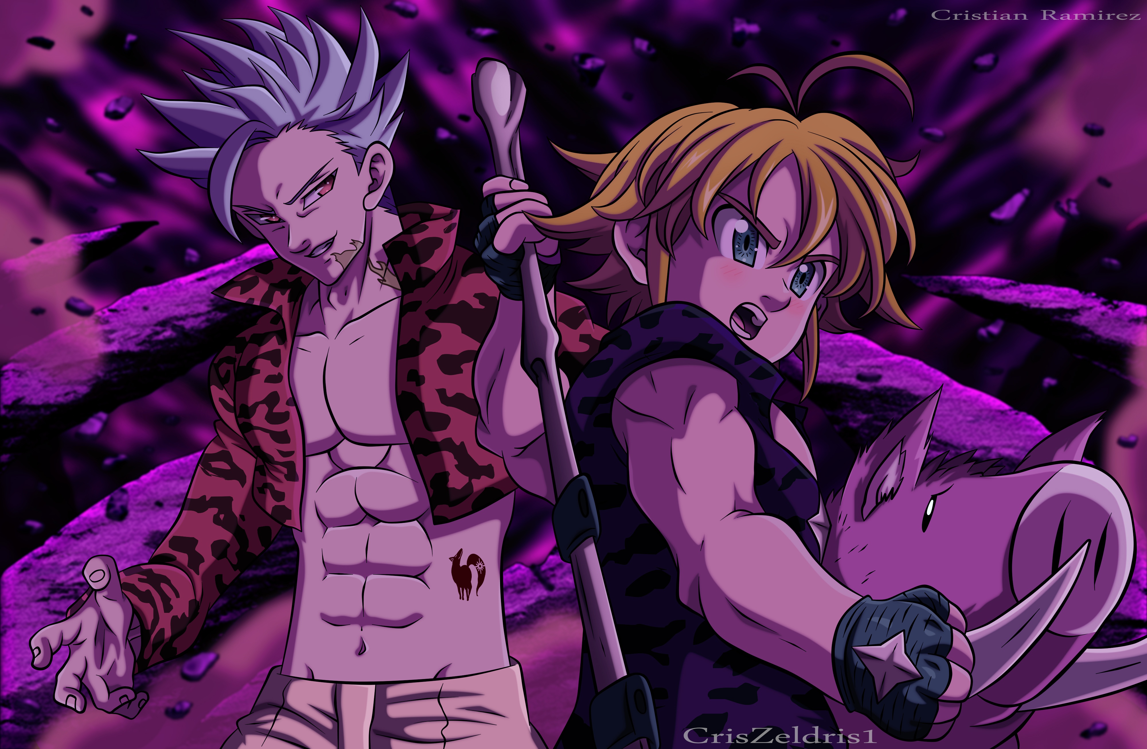 Download wallpaper Nanatsu no Taizai, The seven deadly sins, Ban, Melides,  section shonen in resolution 4000x2613