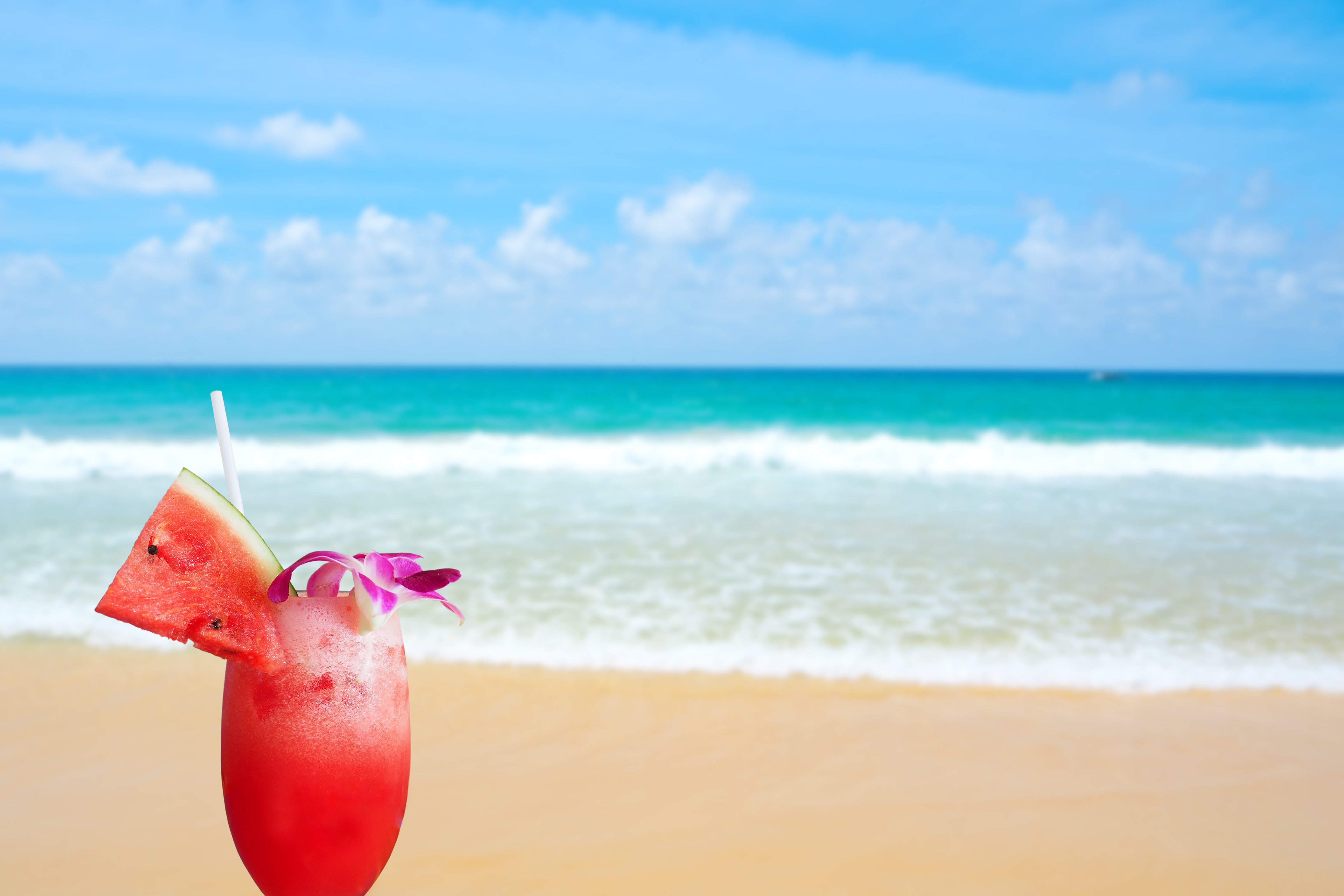 Wallpaper sand, sea, wave, beach, summer, watermelon, cocktail, summer for  mobile and desktop, section природа, resolution 4608x3072 - download