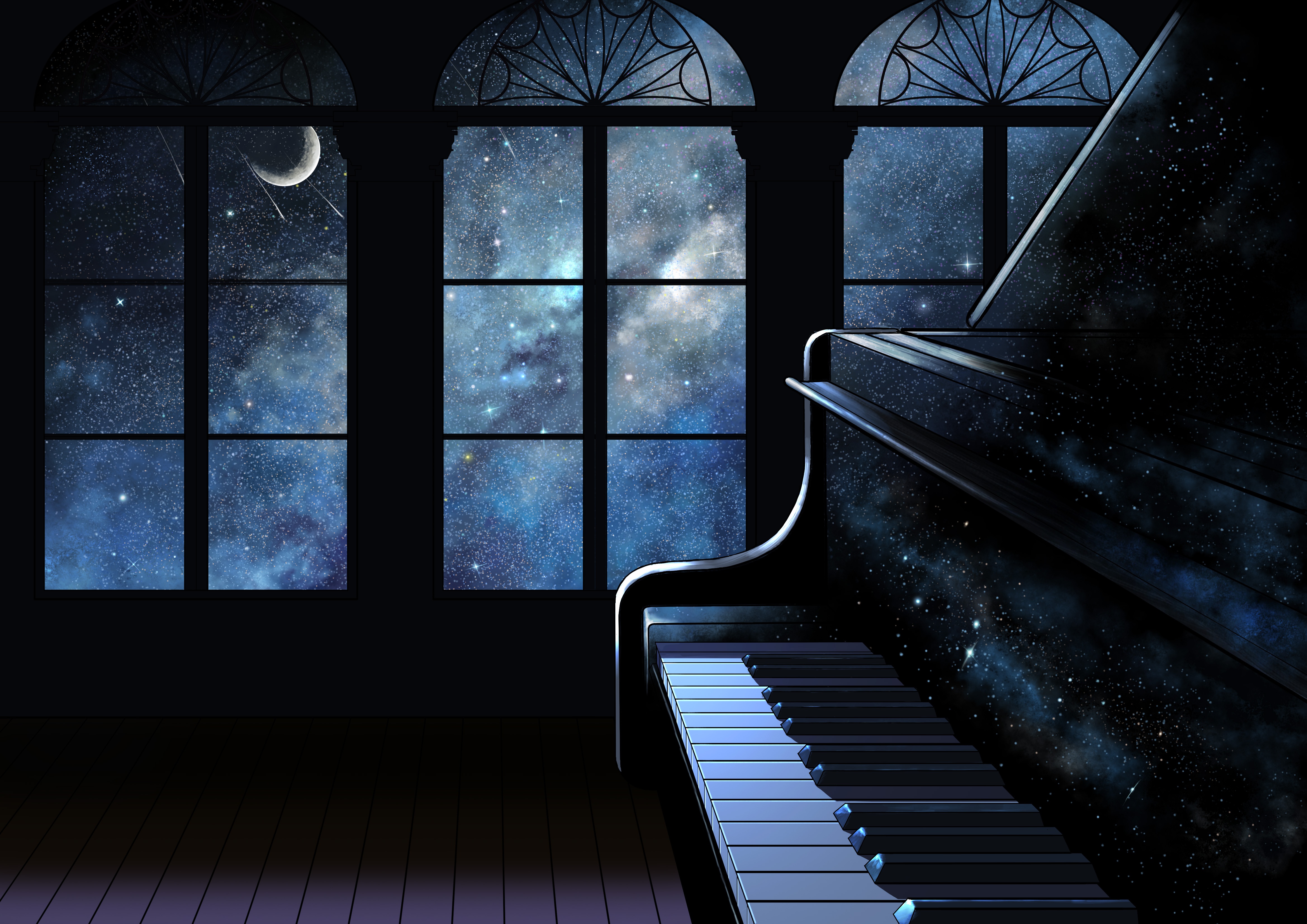 Музыка ночной пейзаж. Рояль в ночи. Пианино арт. Фортепиано ночь. Лунный свет в окошко.