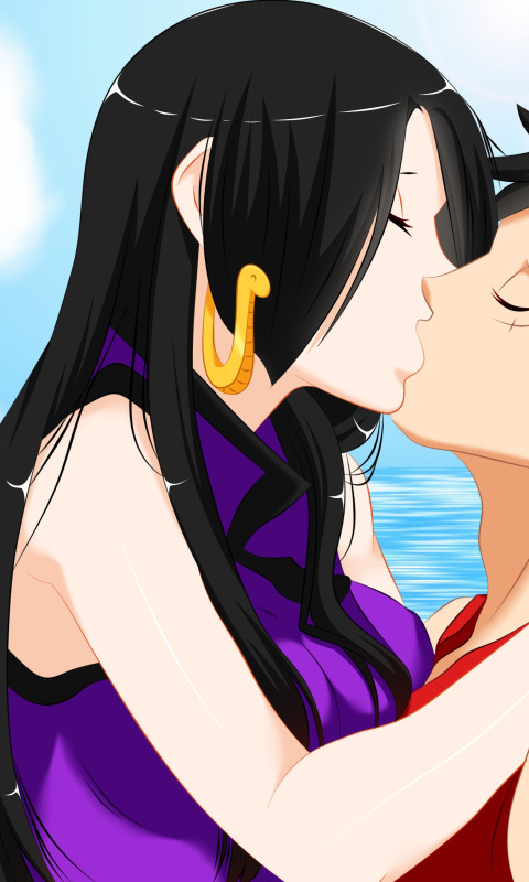 Download wallpaper love kiss anime art One Piece section