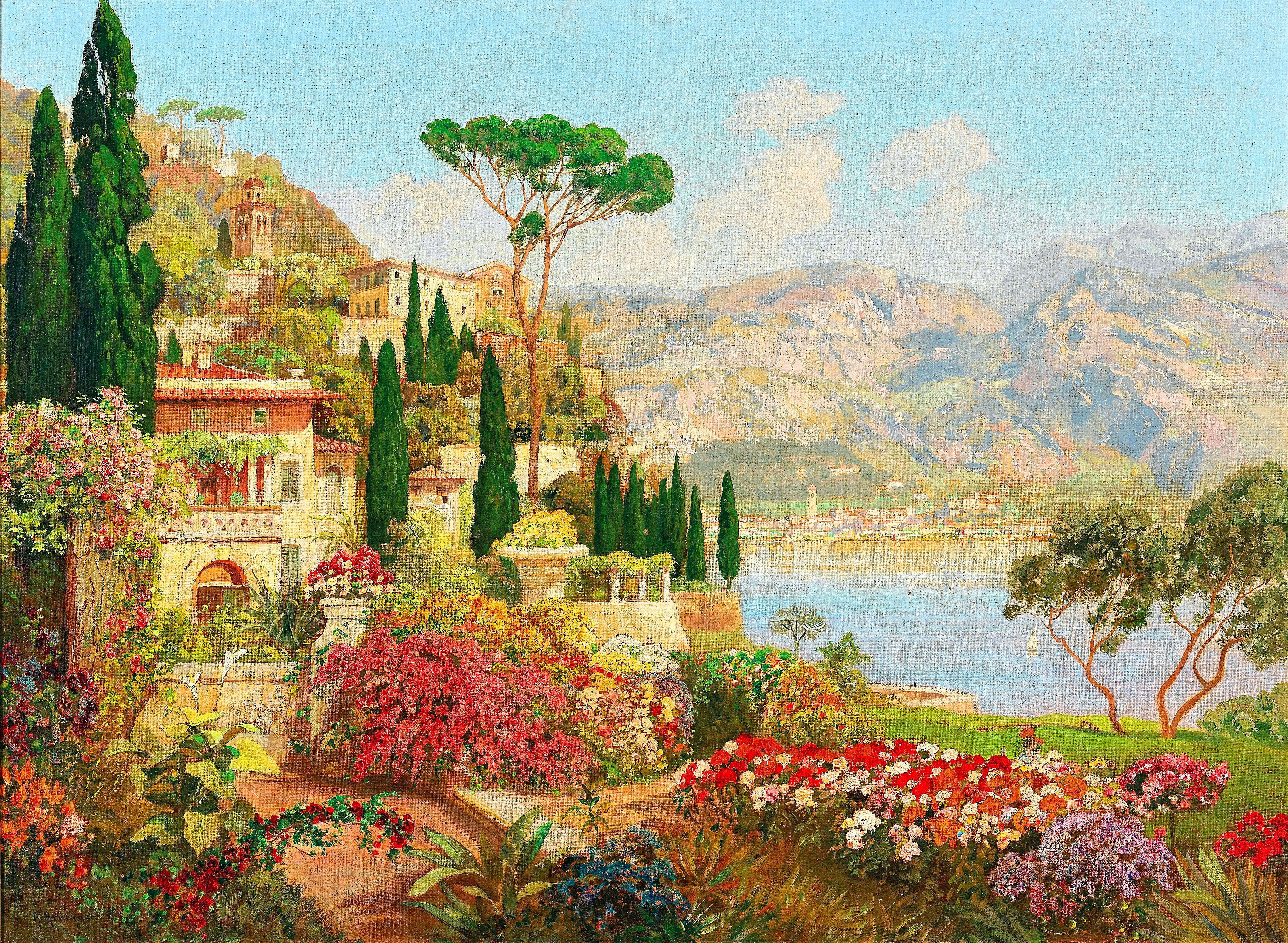 Итальянские картины. Алоис арнеггер. Австрийский художник Alois Arnegger 1879-1963. Живопись Алоис арнеггер. Алоис арнеггер озеро Комо.