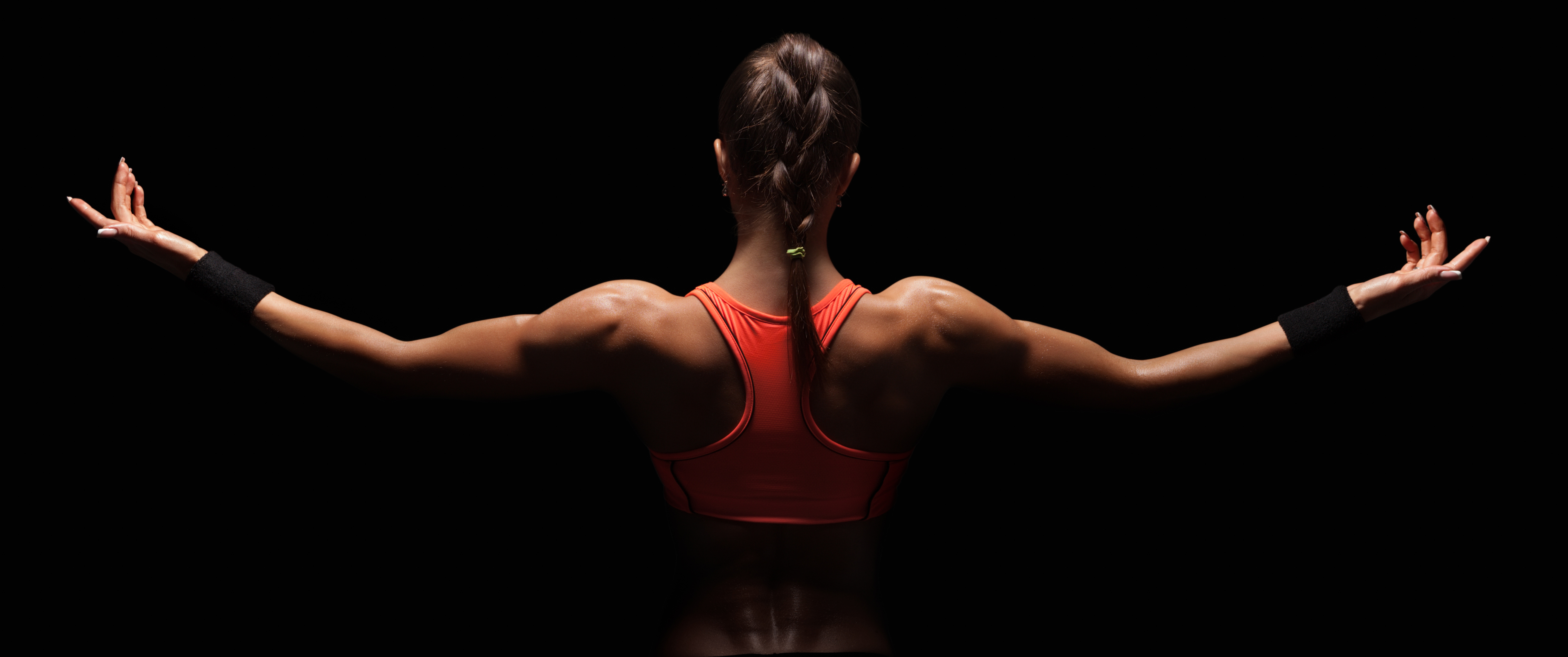 Wallpaper woman, back, workout, fitness girl for mobile and