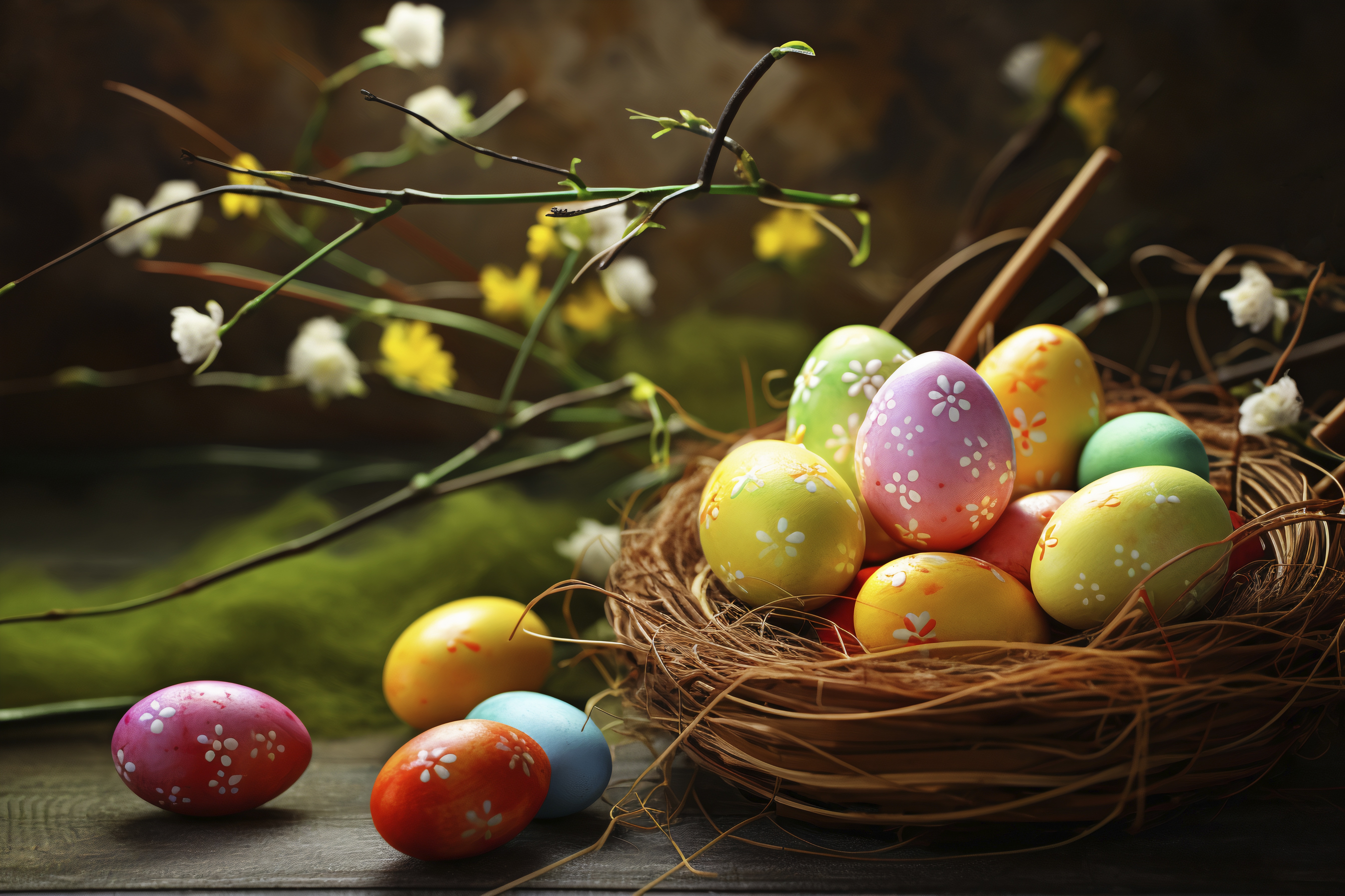 branches, eggs, Easter, socket, colorful, eggs