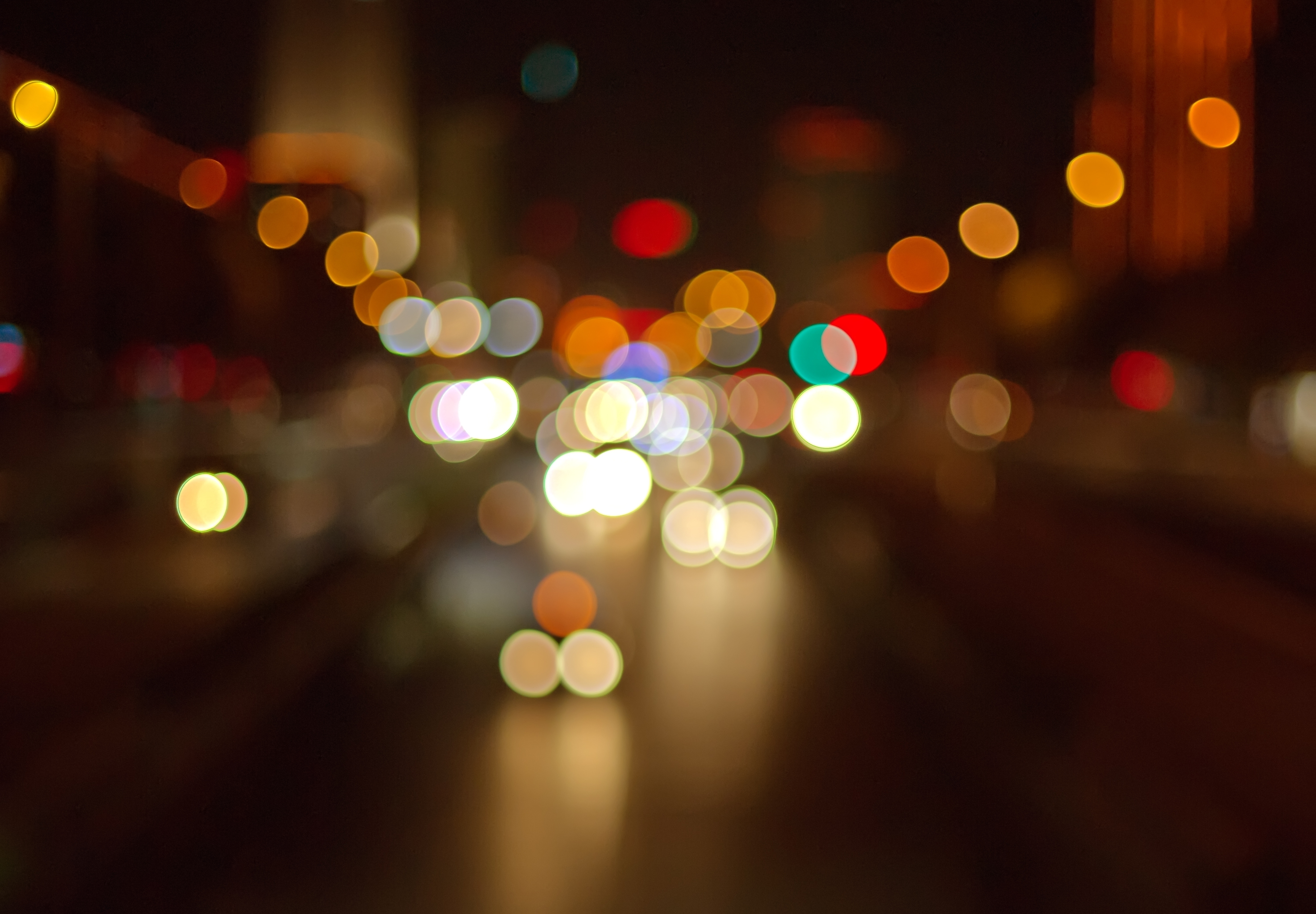 Download wallpaper road, light, machine, night, the city, lights, colorful,  bokeh, section macro in resolution 5900x4100