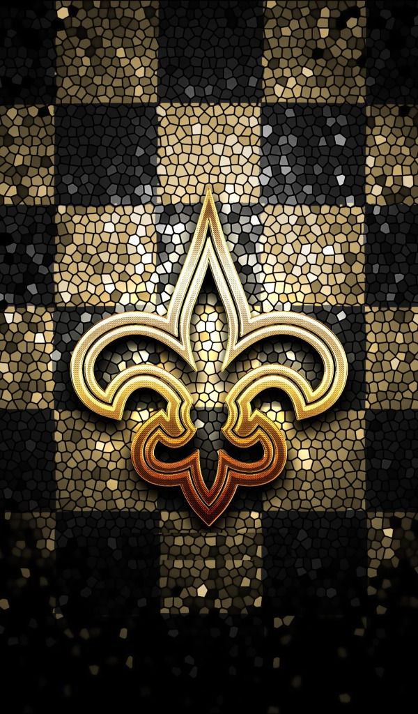 Download wallpaper wallpaper, sport, logo, NFL, glitter, checkered, New  Orleans Saints, section sports in resolution 600x1024