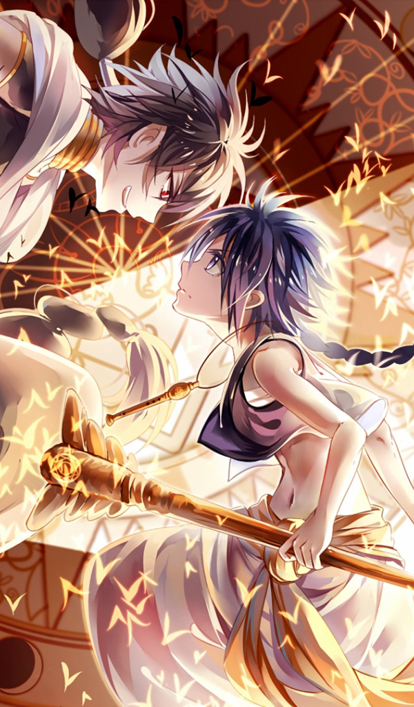 anime girl and boy fighting