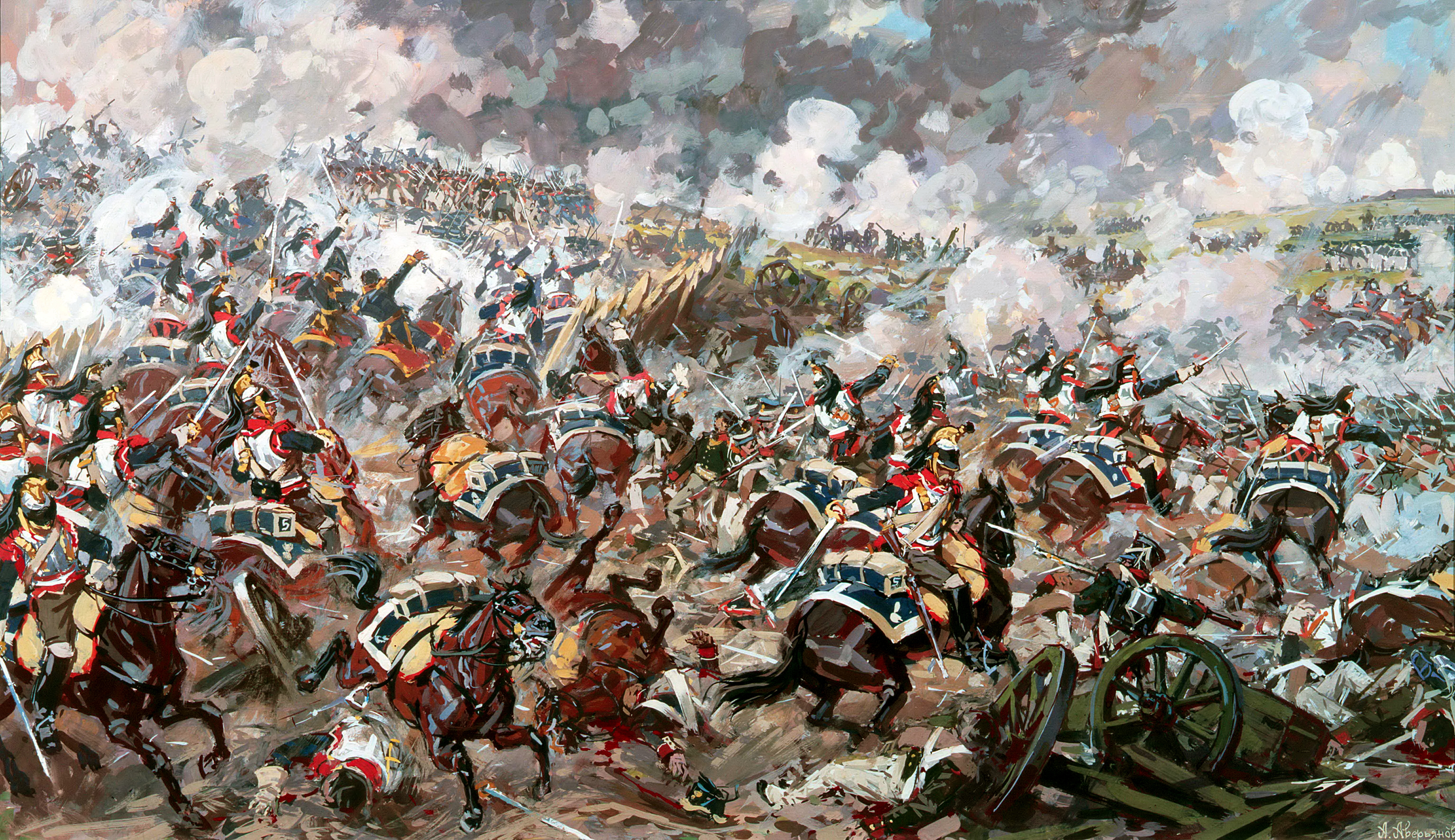 Французы напали. Битва при Бородино 1812. Аверьянов штурм батареи Раевского. Атака французских Кирасир на батарею Раевского.