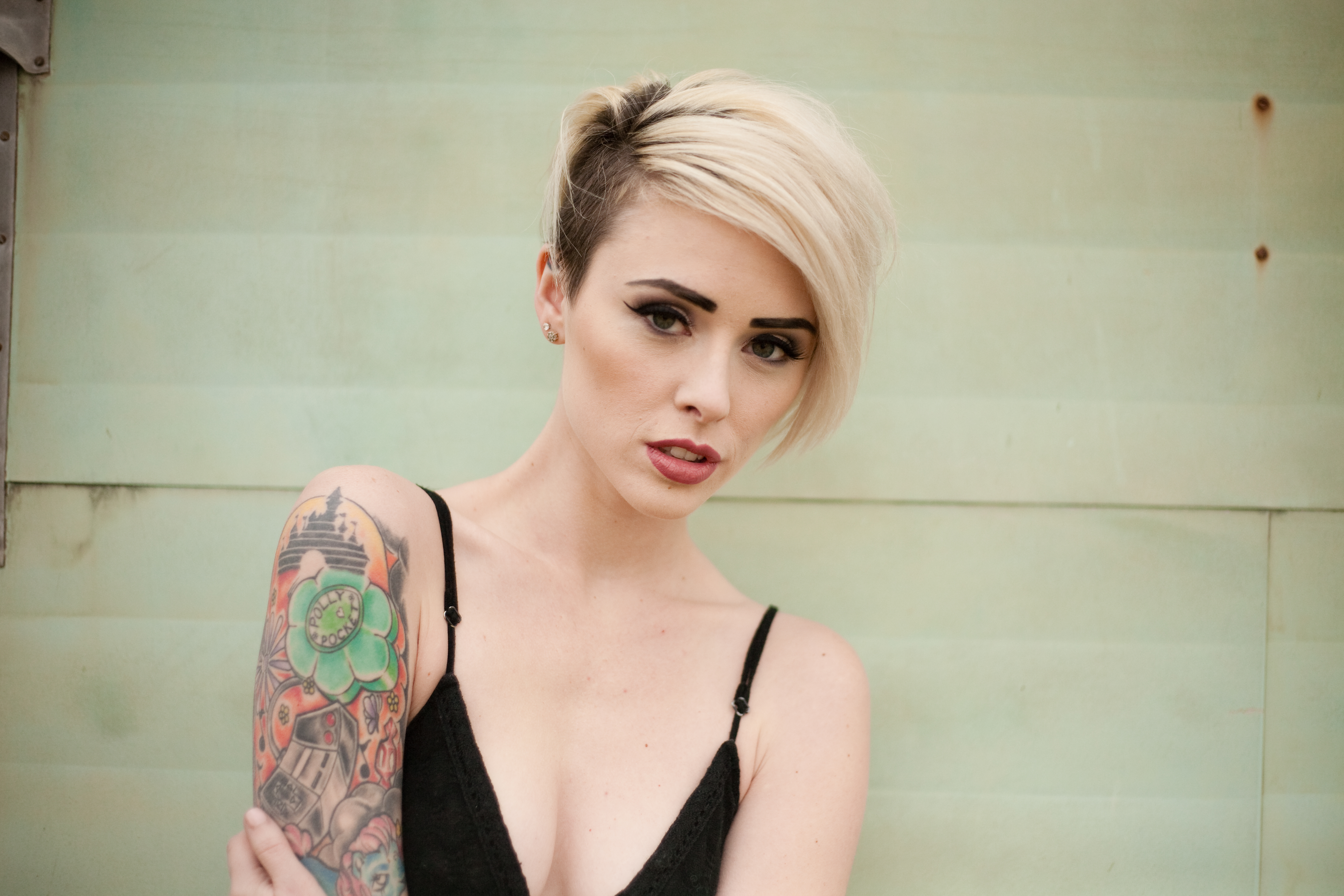 Download wallpaper girl, bra, woman, model, tattoo, blonde, female, Alysha  Nett, section girls in resolution 6250x4167