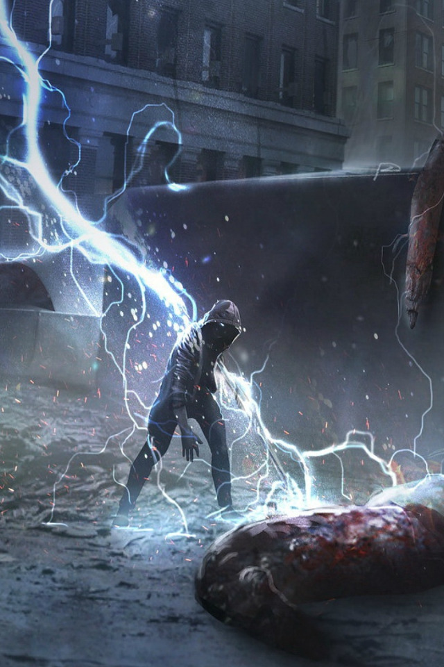 Download wallpaper lightning, power, man, by Max Duran, section fantasy ...