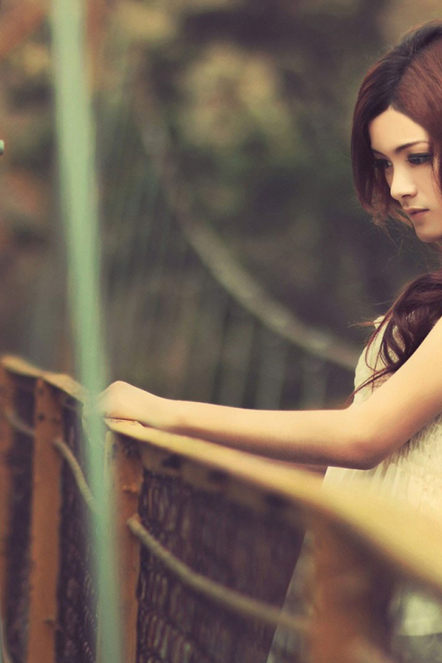 Download wallpaper GIRL, LOOK, DRESS, BROWN hair, BRIDGE, ASIAN ...