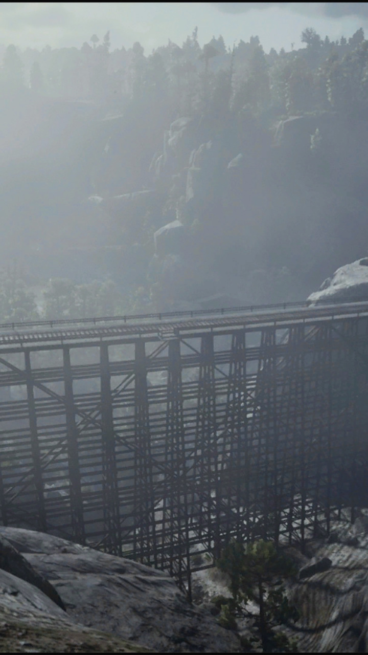 Download wallpaper HDR, Nature, Landscape, Bridge, Game, Mountains