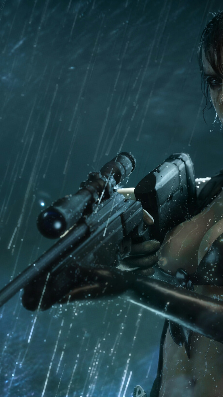 Download wallpaper girl, rain, the game, girl, sniper, game, metal gear  solid, rain, section games in resolution 720x1280