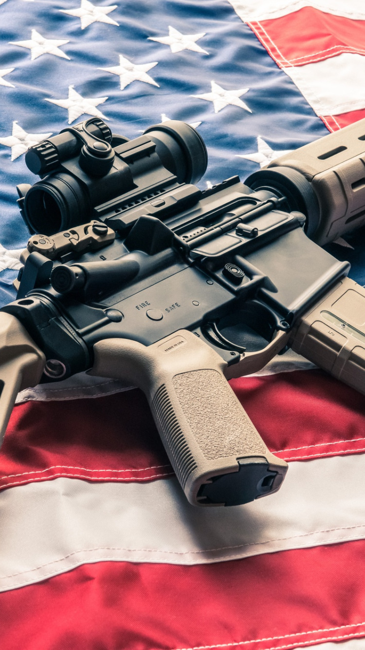 Download wallpaper Red, Stars, United States, Blue, White, Flag, AR-15 ...