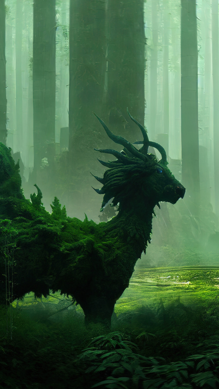 Download wallpaper concept art, princess mononoke, mood painting, Kirin ...