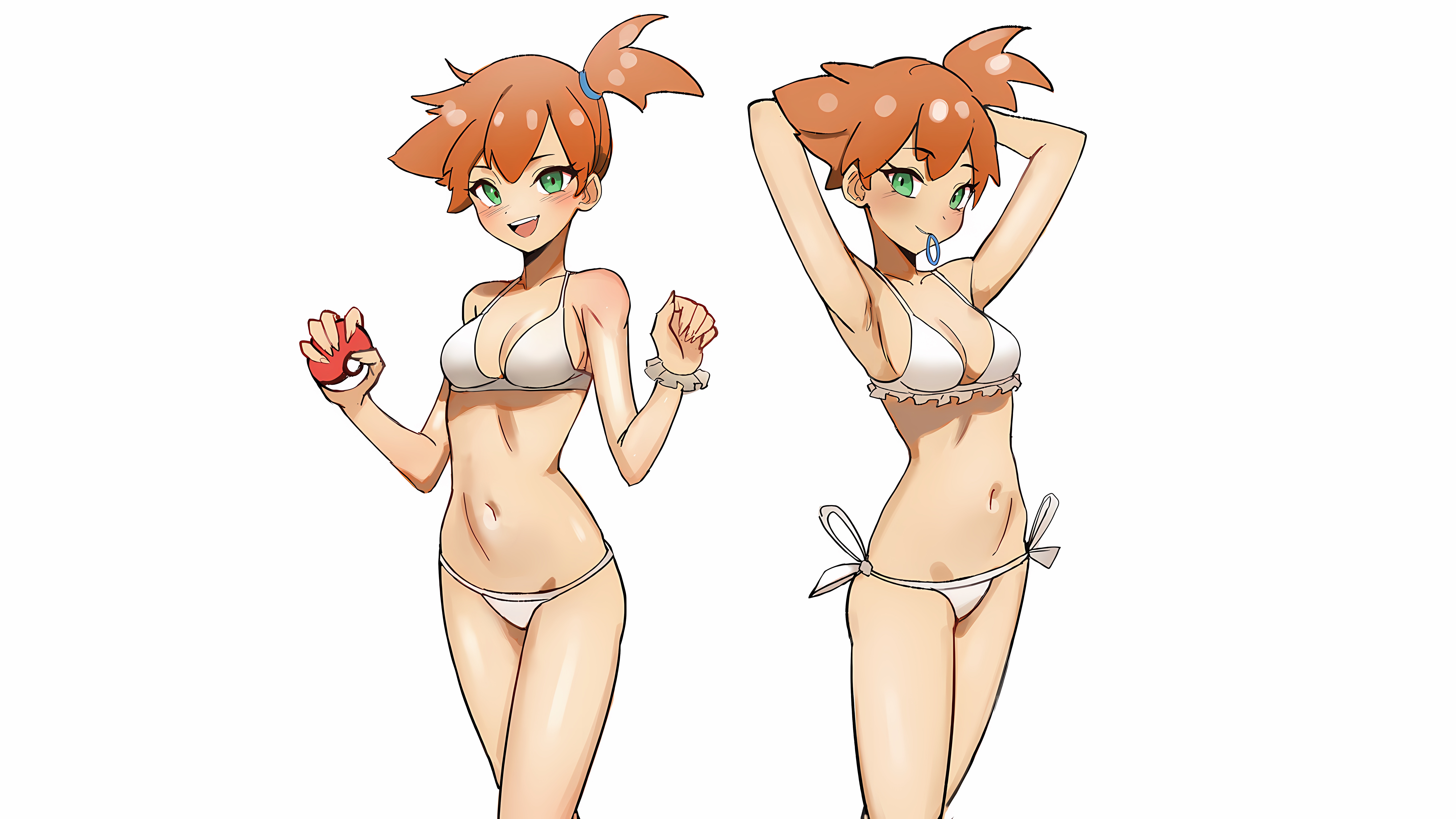 Wallpaper girl, sexy, Misty, cleavage, green eyes, boobs, anime, beautiful  for mobile and desktop, section сэйнэн, resolution 8000x4500 - download