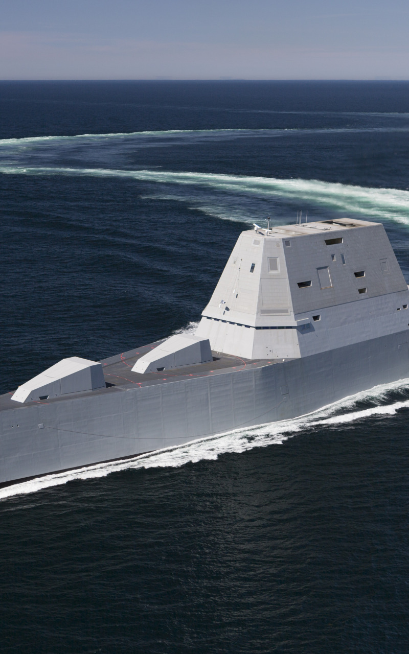 Download wallpaper Sea, Wave, Iron, DDG-1000, US NAVY, USS Zumwalt ...