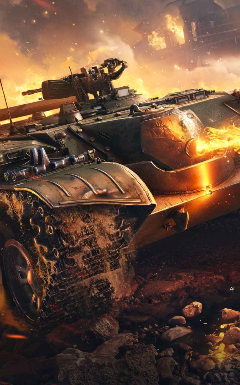 Download wallpaper fire, destruction, tank, Game, World of tanks, World of  Tanks, flamethrower, Object 156 O, section games in resolution 800x1280