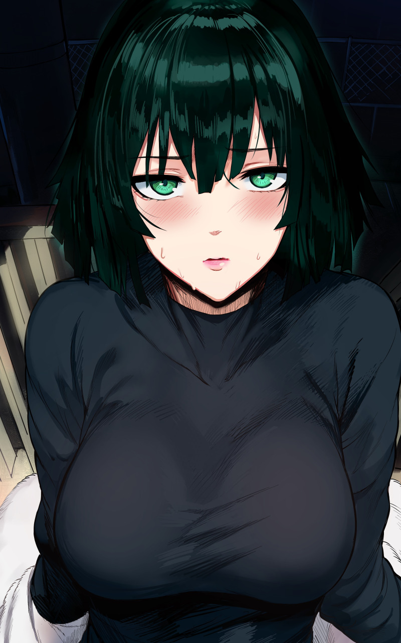 Download wallpaper girl, sexy, green eyes, boobs, anime, beautiful, short  hair, pretty, section shonen in resolution 800x1280