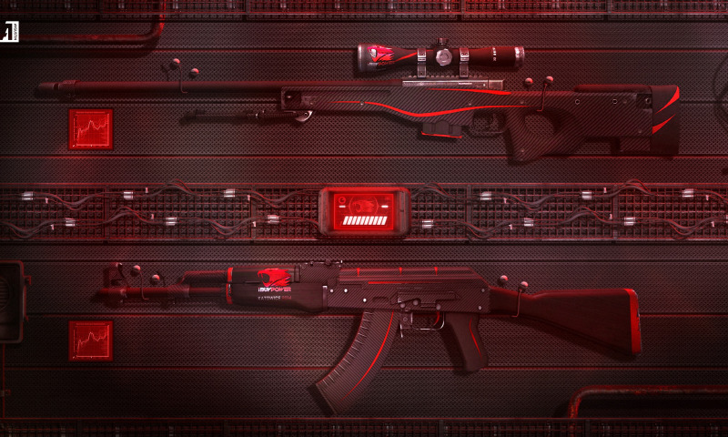 Download wallpaper Art, AK-47, Game, Weapons, Sci-Fi, CS:GO, AWP, Redline,  section games in resolution 800x480