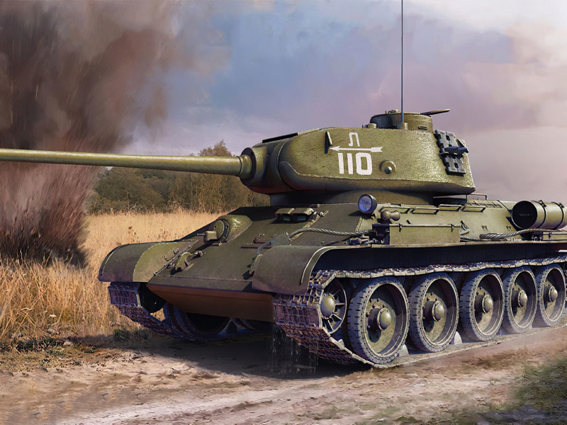 Download wallpaper art, tank, ww2, t-34, section painting in resolution ...