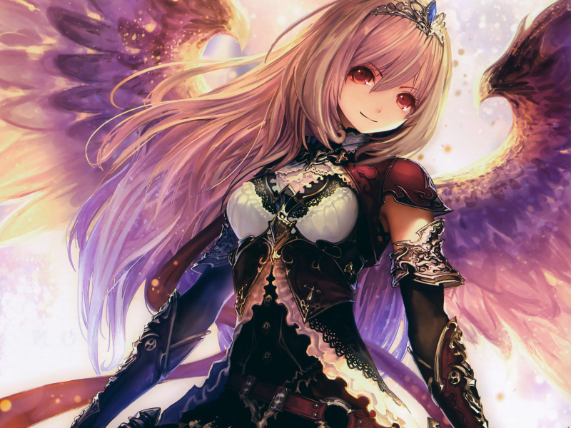 Download wallpaper girl, smile, wings, anime, art, Diadema, tachikawa ...