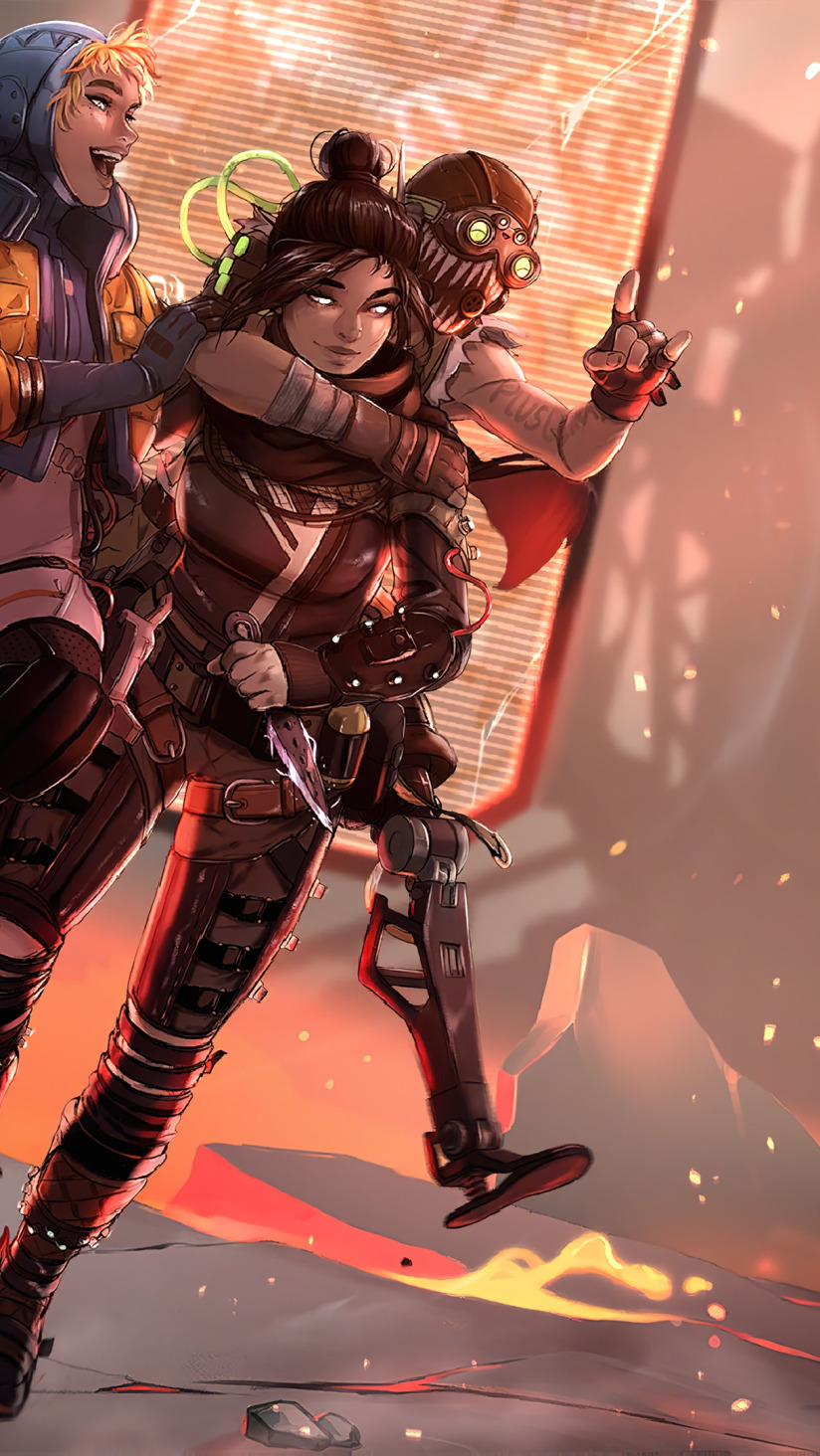 Download wallpaper apex, wraith, game art, octane, apex legends, apex  legends art, wattson, section games in resolution 824x1464