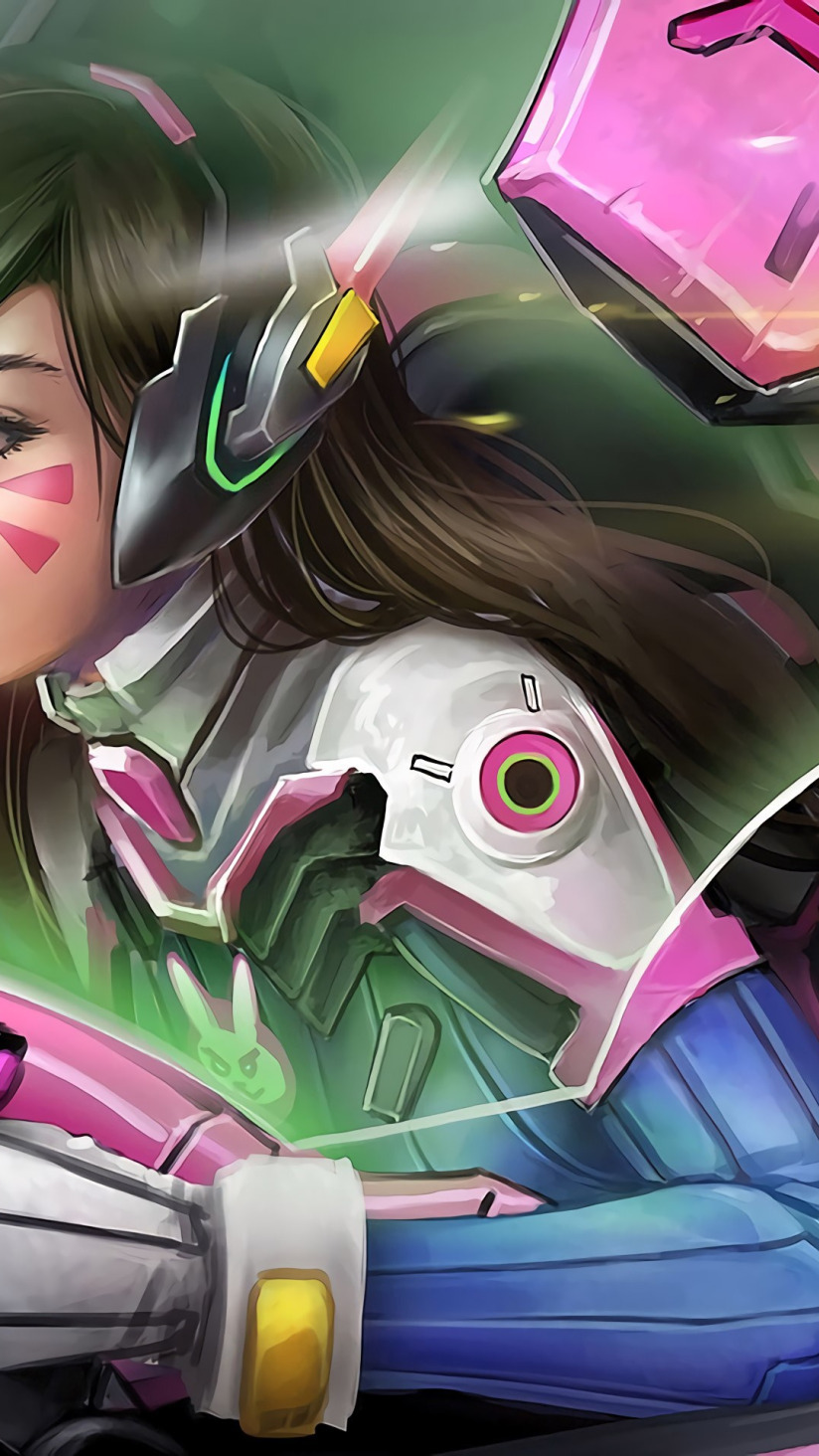 Download wallpaper girl, game, mecha, pretty, Overwatch, D.Va, section  games in resolution 824x1464