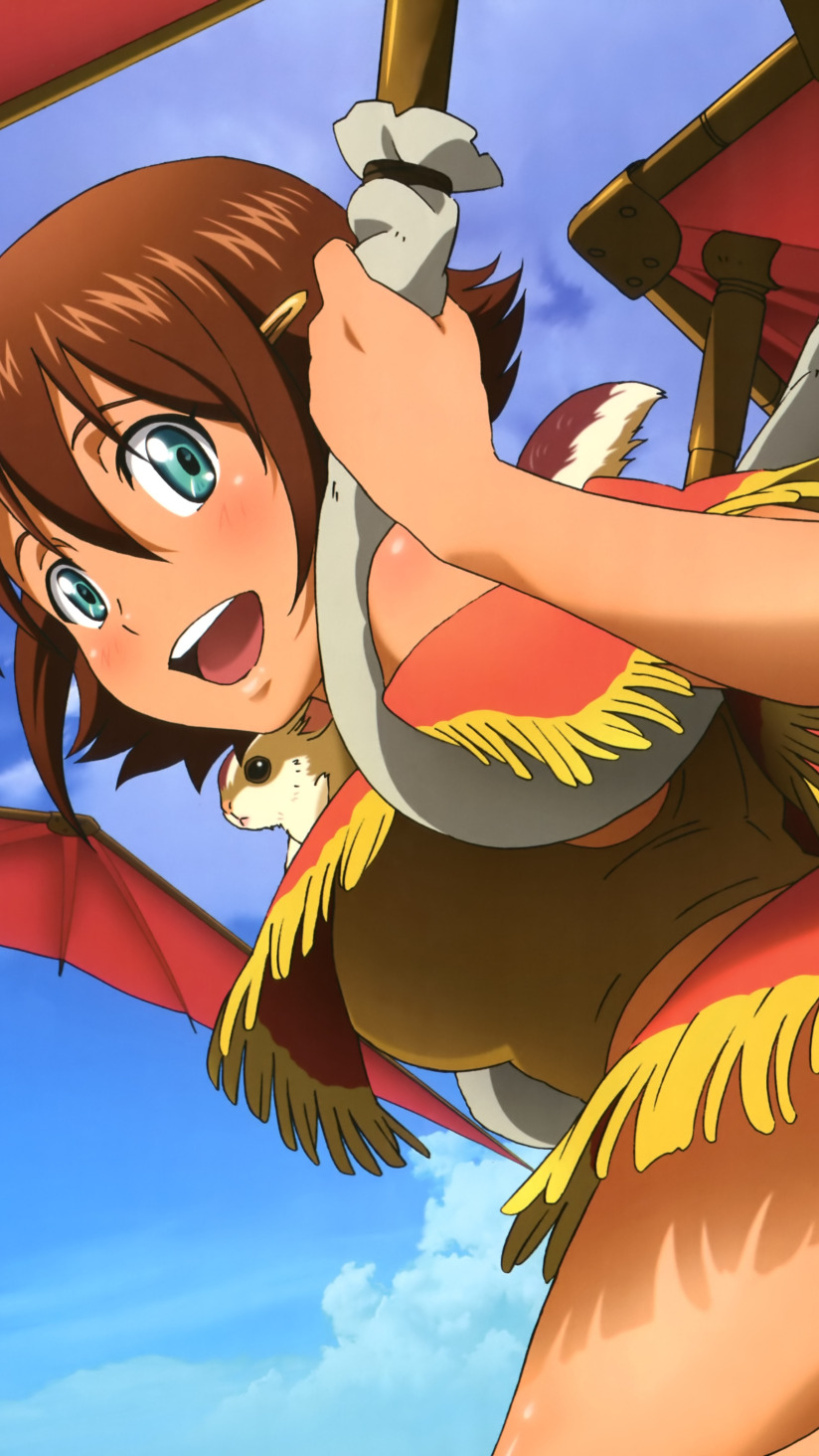 Download wallpaper the sky, girls, mood, flight, anime, art, amy, suisei no  gargantia, section anime in resolution 824x1464