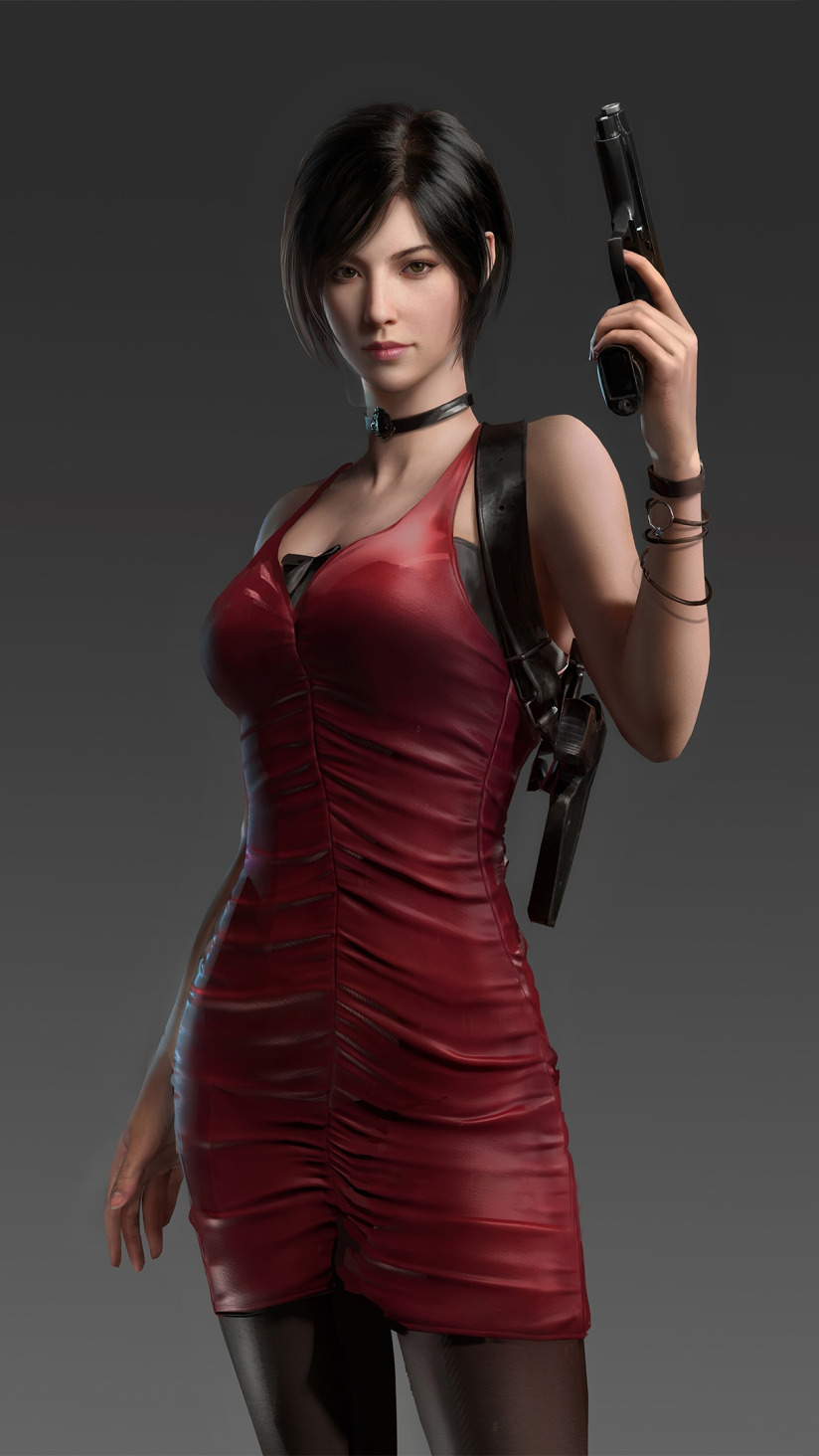 Download wallpaper look, girl, gun, brunette, art, beautiful, Ada Wong, Ada  Wong, section games in resolution 824x1464