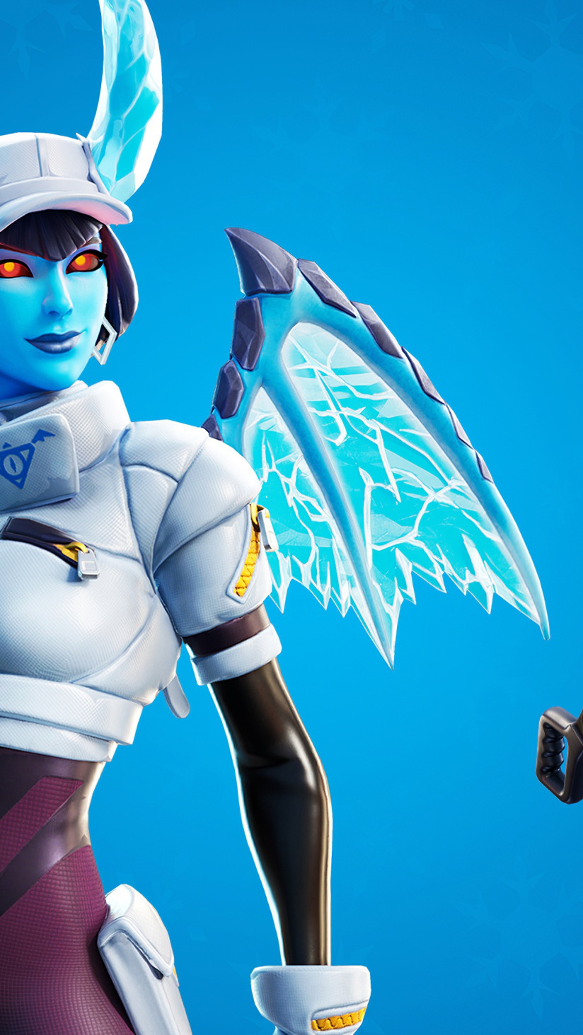 Download wallpaper ice, girl, being, the demon, Fortnite, section games in  resolution 824x1464