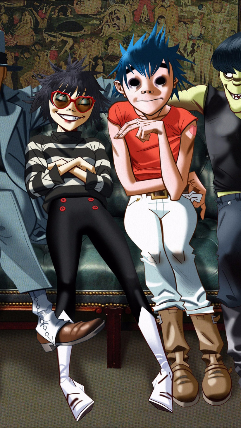 Download Wallpaper Music, Sofa, Style, Art, Gorillaz, Group.