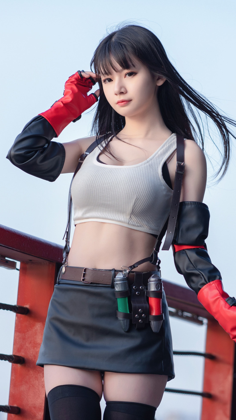 Download wallpaper Asian, cosplay, dark hair, Final Fantasy VII, Tifa  Lockhart, MaoDaRen, section style in resolution 824x1464