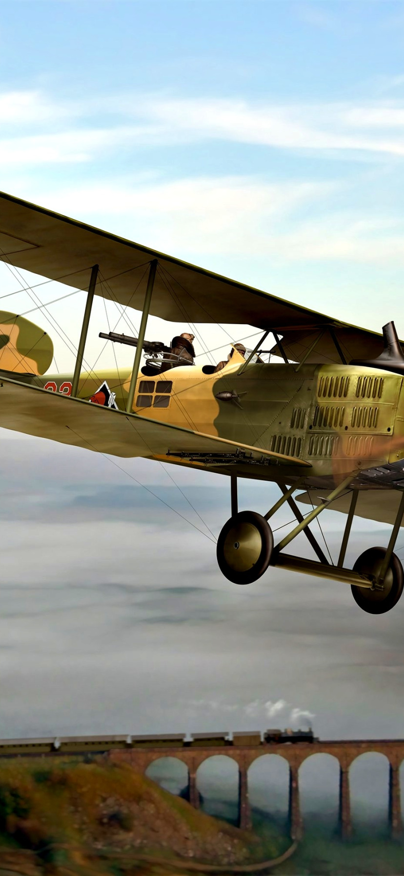 Download wallpaper France, Bomber, biplane, WWI, Double, Breguet 14 ...