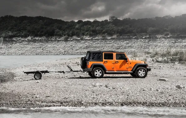 Shore, the trailer, Jeep, trailer