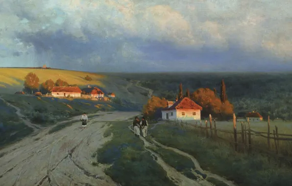 Landscape, oil, picture, canvas, Evening on the Ukraine, Constantine Kryzhitsky