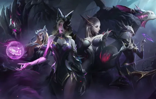 Art, League of Legends, Cassiopeia, Ashe, Skin, LoL, Ahri, Malphite