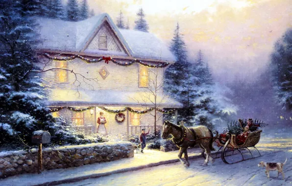 thomas kinkade christmas cottage wallpaper