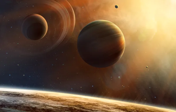 Picture space, stars, planet, Titanomachy