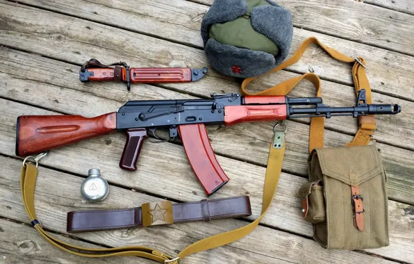 Hat, machine, strap, AK-47, Kalash, bayonet knife