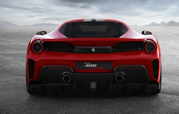 Red, Ferrari, spoiler, feed, 2019, V8 twin turbo, 488 Pista