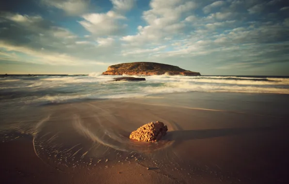 Sand, the sky, water, landscape, shore, surf, Ibiza