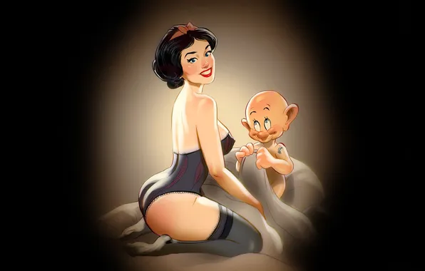 Cartoon, dwarf, Snow white, Disney