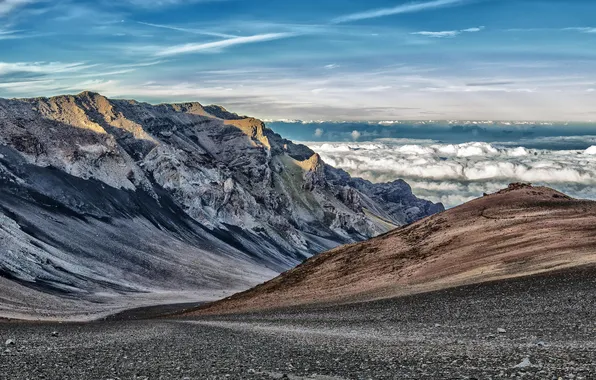 Clouds, mountains, nature, view