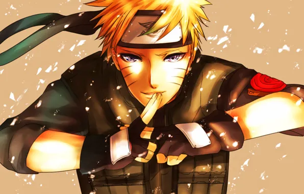 Picture smile, male, blue eyes, bandana, naruto, short hair, high resolution, vest