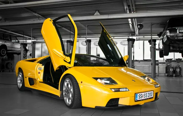 Yellow, Lamborghini, diablo, yellow, Diablo, lamborghi