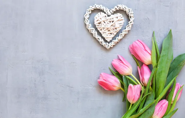 Picture love, flowers, heart, bouquet, tulips, love, pink, heart