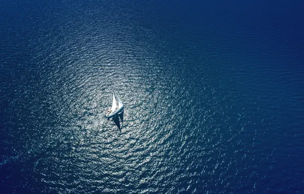 Wallpaper sail, yacht, sea, amazing view, bird's-eye view angle, yacht sailing, at windy day, open sea