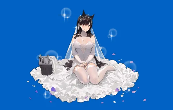 Girl, sexy, cleavage, thighhighs, long hair, dress, boobs, anime