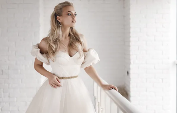 Chest, look, girl, pose, style, white, wall, interior